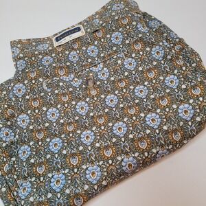 NWT Pendleton Pleated Floral Shorts SZ 36 Blue/Brown Cotton